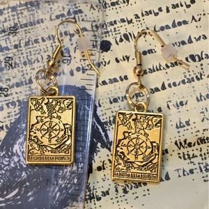 NEW La Rueda de la Fortuna = Wheel of Fortune Earrings Gold • 2.5” long “